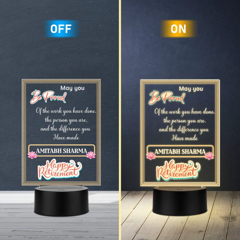 Personalized Happy Retirement LED Night Lamp Custom with Name Warm White Light Retirement Gift for Teacher, Mom, Dad, Colleagues, Boss